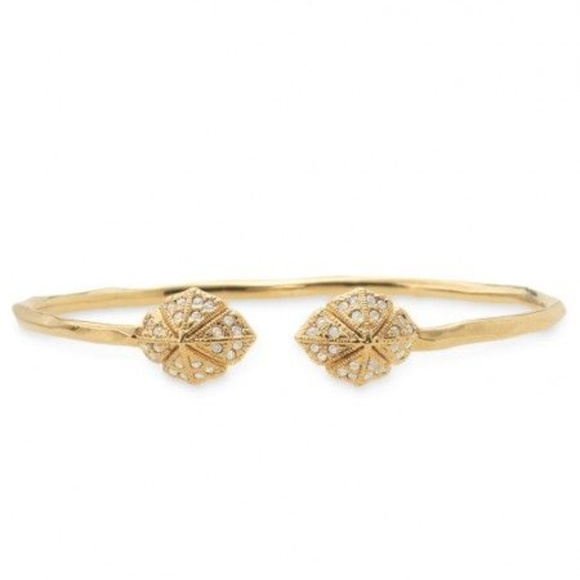 Stella & Dot | Dainty Gold Bangle Bracelet Crystal Pavé Eden Open Cuff B… - Picture 3 of 7